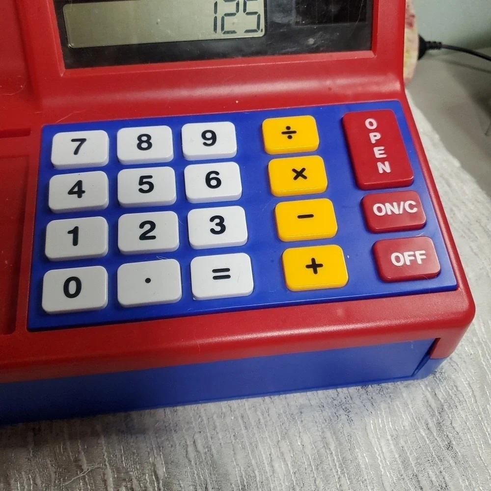 Learning Resources OS Cash Register Kids Red Blue Play Money Set STEM Math Toy
